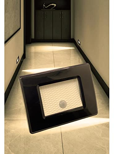 Partenopea® Luce faretto segnapasso ad incasso parete muro con sensore di movimento 220v 1,3W compatibile scatola 503 illuminazione luce a Led (Nero luce calda 3000K)
