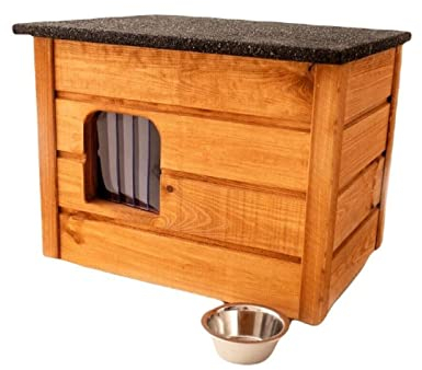 Katzenhaus 57x47 cm Katzenhütte Höhle Outdoor für draußen Winterfest isoliert Holz Versteck Sicherheit Komfort Braun