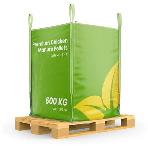 Engrais Fumier De Poule En Granulés - 600 Kg - 6000 M2 - Npk 4-3-3 - Tamis Pellets Granulés - Fertilisants Organique Potager, Jardin, Fleurs - À Partir De Fumier De Poulet 100% Pur - Organifer