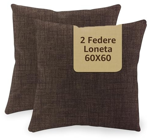 SONIT - Kissenbezug 60x60 cm - Sofa Kissen, Deko Kissenbezüge für Wohnzimmer und Schlafzimmer - 2er-Set - Made in Italy - Braun