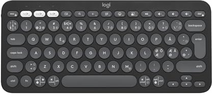 Logitech Pebble Keys 2 K380s – trådlöst Bluetooth-tangentbord för flera enheter med anpassningsbara genvägar, tunt och bärbart, Easy-Switch,Windows, macOS, iPadOS, ChromeOS, QWERTY Pan Nordic-Grafit