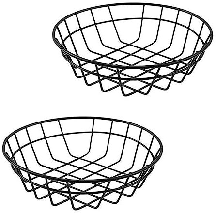 Veemoon Fruit Bowl for Kitchen Metal Wire Fruit Basket Round Storage Baskets for Bread Vegetable Bowl for Snacks Fries Burgers Kitchen Counter Restaurant Supplies Large Fruit Basket