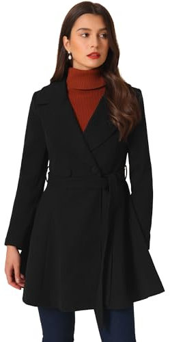 Allegra K Women's Winter Pea Coats Shawl Lapel Double Breasted Overcoat