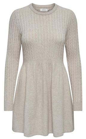 ONLY Femme Onlfia Ls Nca KNT Robe, Beige, L EU