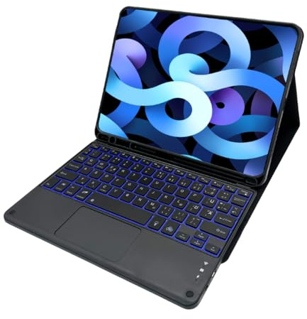 EmpireX Hülle mit Tastatur für iPad Pro 11, für Air 5 mit Tastatur, 2022 Keyboard, 7-Farbige Beleuchtung RGB, QWERTZ-Layout (Deutsch), für Air 4/5 10.9, für Pro 11, Magnetisch, Schwarz