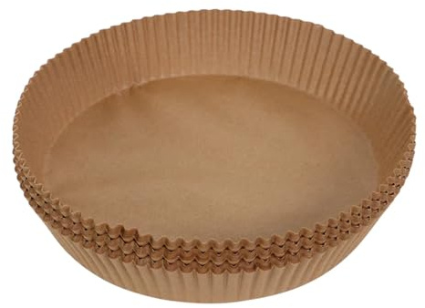 Backpapier Für Heißluftfritteuse Rund | 100 Stück Airfryer Zubehör 23CM | Für Rechteckig Kurven Und Dual Zone Heißluftfritteuse | Antihaft Air Fryer Baking Paper