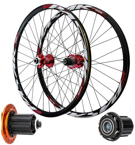 Mountainbike Laufradsatz 24/26/27,5/29 Zoll, Aluminiumlegierungsfelge 32H Scheibenbremse MTB Räder Schnellspanner Vorder Und Hinterräder Schwarze Fahrradräder for 7-11 Gang Kassette (Farbe : D, Size