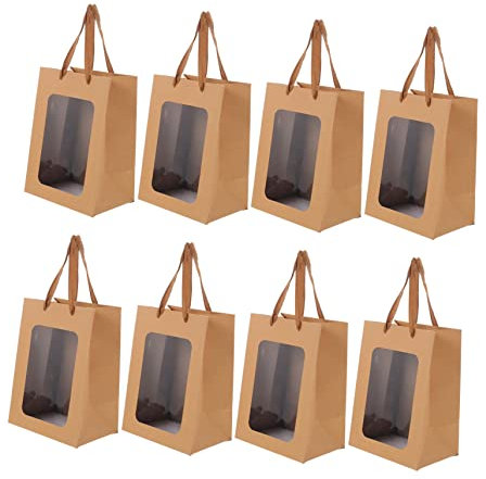 Gatuida 10stücke Kraftpapiertüte Mit Fenster Geschenktasche Aus Kraftpapier Partygeschenktüte Süßigkeitenverpackungstüte Mehrzweck-geschenktüte Robuste Und Reißfeste Aufbewahrungstasche Fü