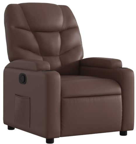 vidaXL Sillón Reclinable, Silla con Respaldo Reposabrazos, Sillón de Televisión Relax Descanso, Asiento para Salón, Cuero Sintético Marrón