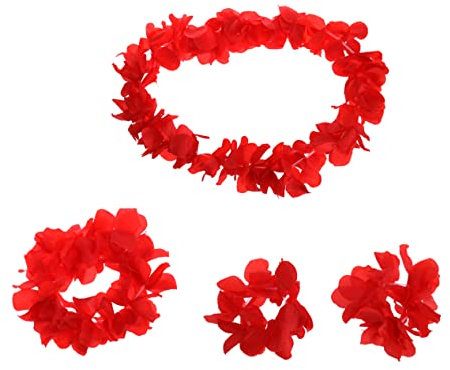 Cabilock 4stücke Hawaii Blumenkranz Set Mit Girlanden-Stirnband Blumenschmuck Für Kopf Blumenketten Halskette Und Armbänder Für Frauen Und Mädchen Geeignet Für Luau-Partys Und