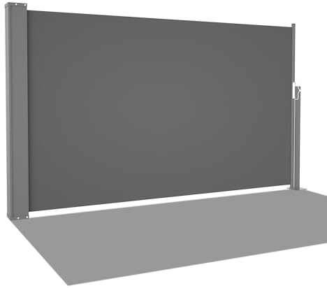 HOMEDEMO Seitenmarkise ausziehbar, 120 x 300 cm Anthrazit, Sichtschutz Sonnenschutz Markise, Windschutz Wasserdicht Seitenzugmarkise, Seitenrollo für Balkon, Terrasse, Garten