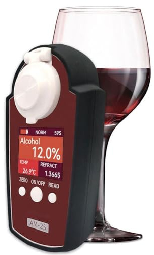 Refractómetro del medidor de concentración de vinos, Probador de refractómetro de vinos, Instrumento portátil de prueba de vino de alcohol de mano, Medidor de densidad del hidrómetro de vino digital