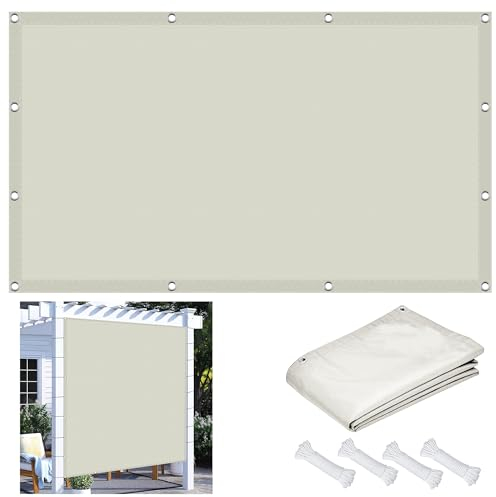 Sonnensegel Nach Maß mit Ösen 550 x 640 cm Garten Terrasse Camping Sonnenschutz Windschutz 95% UV Schutz Polyester für Balkon, Pool, Garten Sonnensegel, Elfenbein