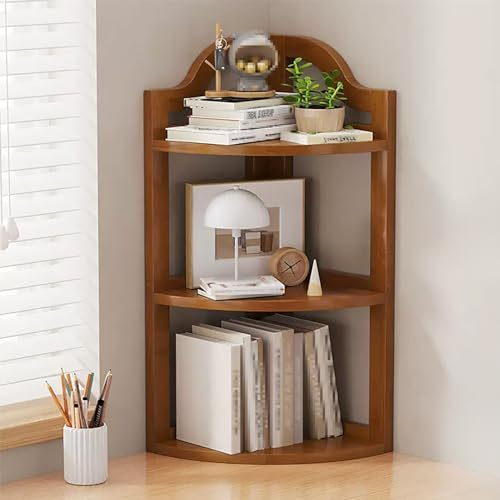 JIAOCKJIAO Bambus Tischregal, Desktop Bücherregal, Platzsparend, Offenes Aufbewahrungsregal, Ausstellungsregal, Schreibtisch Organizer Regal, for Das Büro Im Wohnheim(Brown,3 Tier)