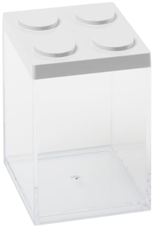 OMADA Contenitore Confettata Mattoncino in Plastica 1000ml - 10x10x15,5 cm | Barattolo Rettangolare, con Contenitore Trasparente e Tappo Colorato, Ideale per Caramelle, Confetti o per Feste