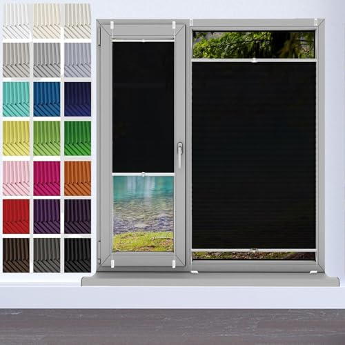 Estor Plegable Ventanas y Puertas Cortina 32 x 180 cm, sin Taladrar Bloquea La Entrada de La Luz, Tela Oscurecedora Ventana Portátil, Estor Opaco sin Taladrar, para Ventanas, Puertas, Negro