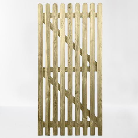 Wooden Garden Picket Gate - Pressure Treated Pedestrian Gate (150cm High x 120cm Wide x 6cm Deep)