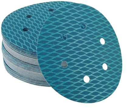 VekAuto 50 Pz Dischi Abrasivi, 6 Pollici 6 Fori 320 Grana adesivo Carta Vetrata Universale per Metallo, Riparazione Automobilistica Durabilità e Flessibilità Carta Alluminio Blu