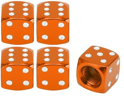 VekAuto 5 Pcs Tire Valve Stem Caps, 12x12MM Car Wheel Valve Cap Universal for Car Bike Motorcycle Anti Crash Aluminum Alloy Orange Tyre Valve Stem Cover Valve Dust Cap Tire Valve Cap