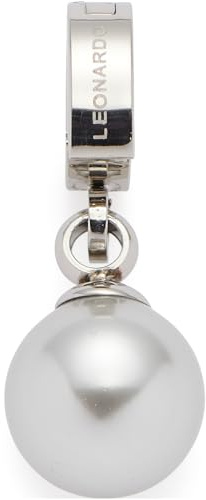 JEWELS BY LEONARDO Anhänger Clip & Mix Coco grey, Ketten-Anhänger aus silberfarbenem Edelstahl, graue Imitations-Perle, Schmuck Geschenk für Frauen, 024369