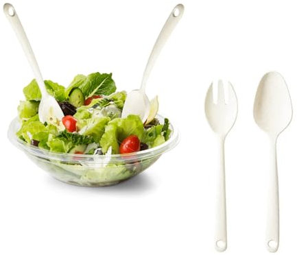 Avilia Set 2 Stück Salatbesteck aus hartem Kunststoff Beige - Ideal zum Servieren und Würzen Ihres Salats sind robust und langlebig - lebensmittelecht und leicht zu reinigen