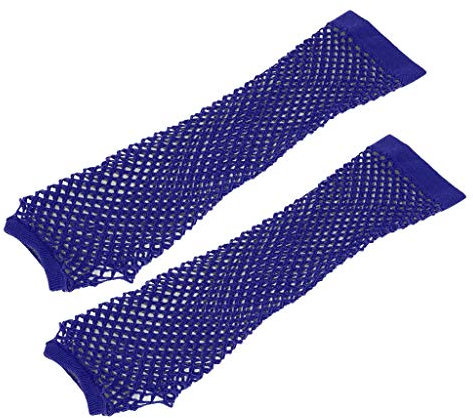 Netzhandschuhe Damen Schwarz Fischnetz Handschuhe Netz Armstulpen mit Spitze Fingerschlaufe Nylon Handschuhe für Damen Mädchen 80er 90er Jahre Motto Party Outfits
