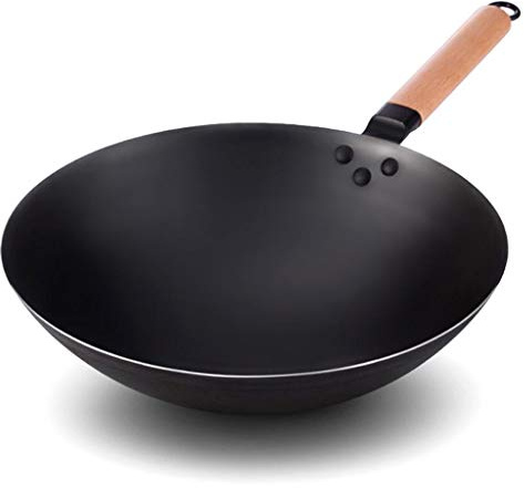 HAODUOO Pentola, Wok di Ferro Tradizionale Fatto A Mano in Ferro Wok Padella Fornello A Gas Senza Rivestimento Pentole Wok Pentole Pentole Utensili da Cucina/32 Cm(32cm)