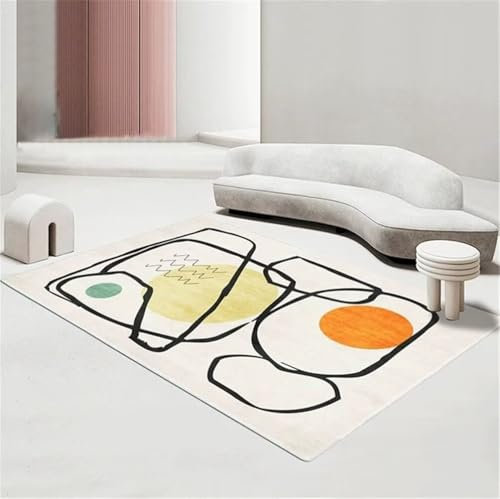 RUGMRZ Teppich unter esstisch Designer Teppiche 100x120CM jugendzimmer Kinderteppich Junge cremefarben Weicher waschbarer moderner gestreifter