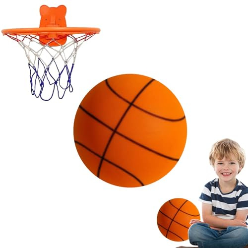 Basketball,Schaumstoff-Basketball-Indoor-Trainingsball, Größe 7 - Flexibler, leiser Schaumstoffball, geräuschloser Basketball für verschiedene Indoor-Aktivitäten, Kinder, Teenager, Erwachsene
