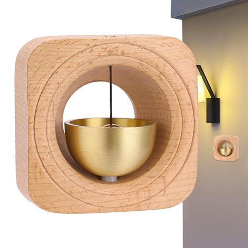 Campanilla de puerta para entrada – Timbre de puerta magnético | Campanilla de puerta magnética para apertura de puerta, anillo de timbre magnético de latón, adornos de puerta de entrada de madera