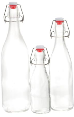 Cabilock Frasco Sellado De Vidrio Multiusos Botella De Leche Vino y Jugo 3 Unidades