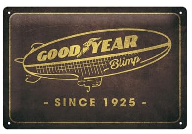 Nostalgic-Art Retro Blechschild, 20 x 30 cm, Goodyear – Blimp since 1925 – Geschenk-Idee für Motor-Fans, Original Lizenzprodukt (OLP), aus Metall, Vintage Design, Blechschilder Sprüche | Original Lizenzprodukt (OLP), aus Metall, Vintage Design, Blechschilder Sprüche, Reifen-Deko, Geschenk-Idee für Motor-Fans