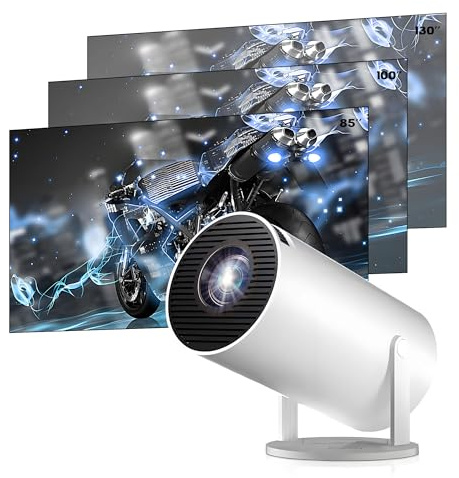 HKOORLAMULS GAME Projector, 150 ANSI Lumens, 1280x720P Resolution, Portable Mini Projector for Gaming, Movies, and Outdoor Use (White) - 64G with 20,000+ Games, HDMI, Compact Design