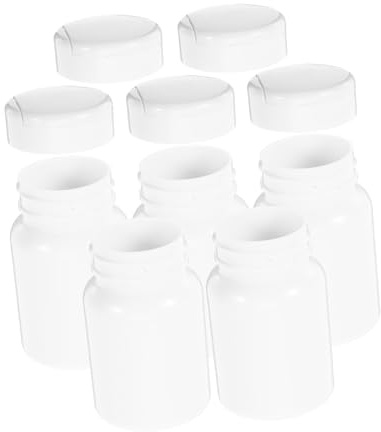 PRETYZOOM Pack de 5 Mini Frascos de Pastillas Cilíndricos de 80cc con Tapa Segura, Material PET Blanco, Diseño Elegante y Aptos para Viajes y Organización Diaria