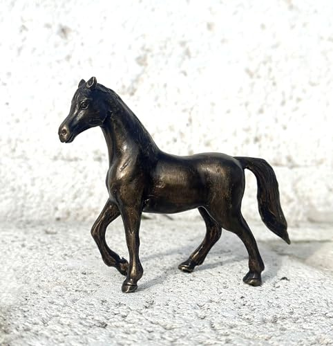 STEINFIGURENWELT GIEBEN Bronzefigur Kleines Pferd stehend 8,5x11cm Dekoration aus Bronze Skulptur Tier Figur Pony Hengst Stute Deko Geschenk Bronzestatue Wetterfest