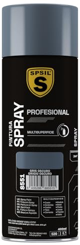 SPSIL Pintura Spray Gris Oscuro 400ml - Spray para uso Profesional y Doméstico en múltiples superficies - Alta Adherencia y Cobertura - Secado Rápido