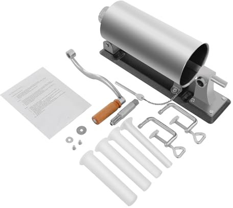 3L Manueller Wurstfüller, Wurstfüller, Wurstspritze, Wurstpresse, Edelstahl Wurstfüller, Wurstpresse Wurstspritze, aus Aluminiumlegierung, 4 Füllrohre inklusive