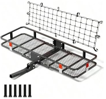 ATATKRT Lastenträger 60 X 20 X 6 550 lbs Kapazität Klappbarer Anhängerkupplungs-Ladungskorb mit Netz Hochleistungs-Anhängerkupplungsauto