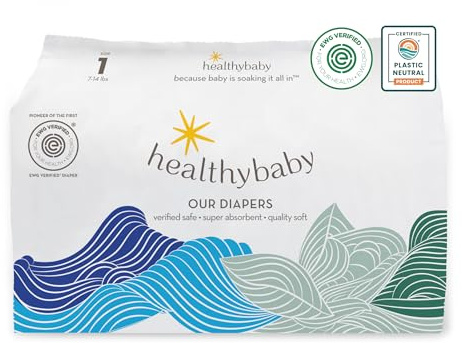 Our Diapers | The First EWG Verified & Microbiome-Friendly Diaper | 12-Hour Leak Protection | Made with Organic Cotton & Plant-Derived Materials | Totally Chlorine Free | Size 1 (7-14 lbs) 42 Count