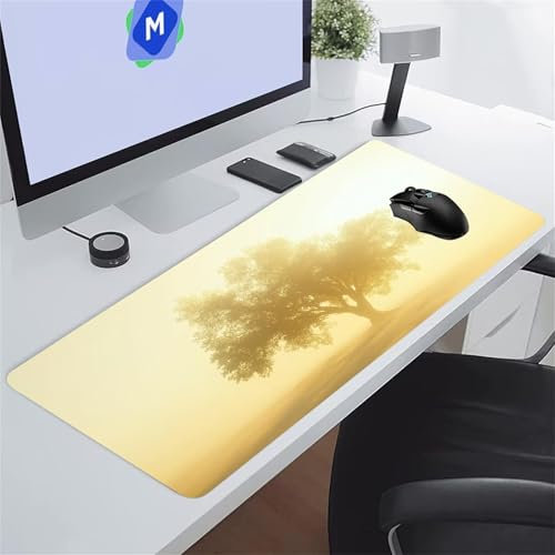 Tapis de Souris Gaming Arbres Ensoleillés XXL Mouse Pad, Grand Tapis Bureau avec Base Anti-Dérapage, Extended Long Clavier Pad Large Mousepad pour PC Gamer et Le Bureau 900x300x3 mm