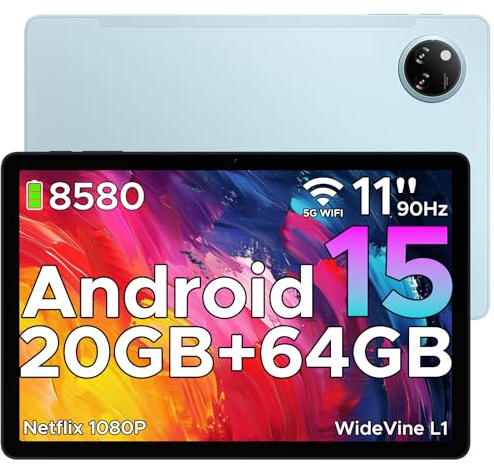 DOOGEE Tab A9+ Tablet 11 Pulgadas, 8580mAh, 20GB RAM+ 64GB ROM (TF 2TB), Tablet Android 15 Cámara Principal 13MP, Tableta para Niños, Altavoces Duales, FM/Face ID/WidevineL1/OTG/GPS/Jack 3.5mm Azul