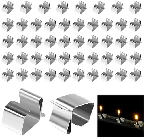 FiveMileBro Ganci per Grondaia per Luci Natalizie, Clip in Acciaio Inox per Esterni, Mini Ganci per Strisce Luminose e Decorazioni Giardino (100 Pezzi)