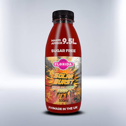 Florida Soda Energy Syrup Compatible with SodaStream - 330ml, 500 ml & 1000ml Lemon Vortex Energy Concentrates, Flavourings For Fizzy Drinks (500ml, Solar Burst Sugar Free)