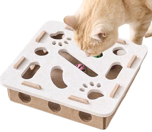 Nbbwwu Kattleksak pussel, katt psykisk stimulering leksaker, klösspel klocka spår labyrint för träning tandsprickning kattunge valp ras vardagsrumslåda