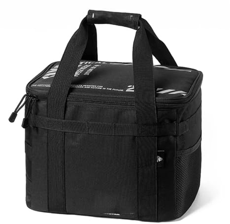 SJSJJAH Borsa portautensili da picnic da 20 litri, portatile, con manico, grande capacità, divisori rimovibili for spiaggia, picnic, viaggio su strada(Black)