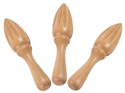 GARVALON Presse-Agrumes Manuel en Bois de Hêtre Naturel Lot de 3 Pièces Coniques sans Vernis Presse-Citron et Presse-Orange Portable pour Jus Frais Cuisine et Préparation Maison