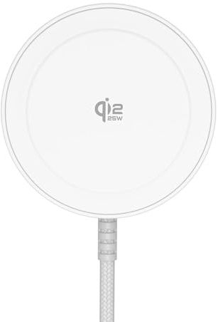 Magnetic Wireless Charger, 25W 5ft Qi2 Fast Charging Pad Compatible With MagSafe for iPhone Air/17e/17/16/15/14/13/12, AirPods 4/3/2/Pro, Pixel 10 Series & More(No Adapter)-White
