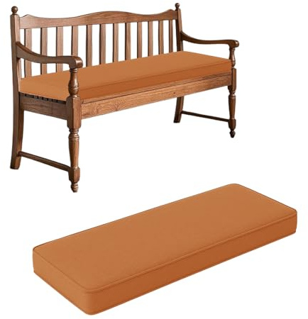 Wasserdichtes Sitzkissen für den Außenbereich, 160 x 60 x 5 cm, rutschfestes, abnehmbares Bankkissen für Gartenbank, waschbar, Stuhlauflage für Terrassenmöbel, Orange, bequeme Polsterung