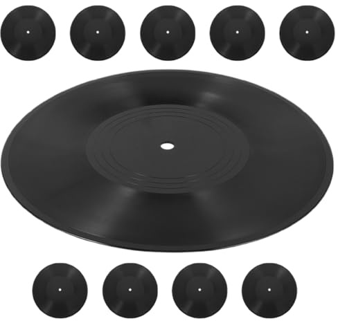 Toyvian 10 Discos de Vinilo E Indie Aesthetic Fáciles de Instalar Negros de Plástico para Decoración de Pared Estilo Vintage en Dormitorio para Ambiente Artístico
