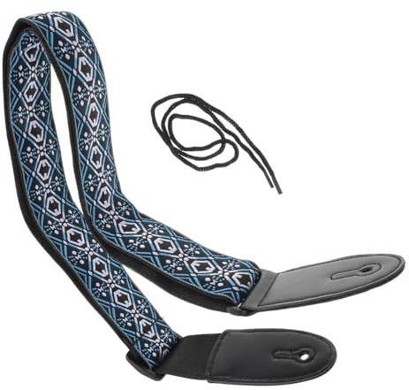 HOUDERCO Verstellbarer Ukulelengurt mit Ethnischem Stil aus Leder und Baumwolle und Längeverstellbar Komfortabel für Ukulele Zubehör und Musikliebhaber